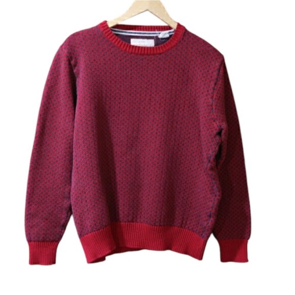 Weather Proof Red Print Sweater 100% Cotton Medium - Picture 1 of 9